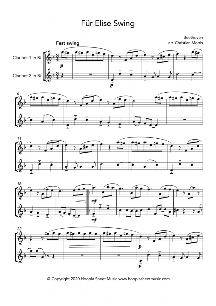 Für Elise Swing (Clarinet Duet)