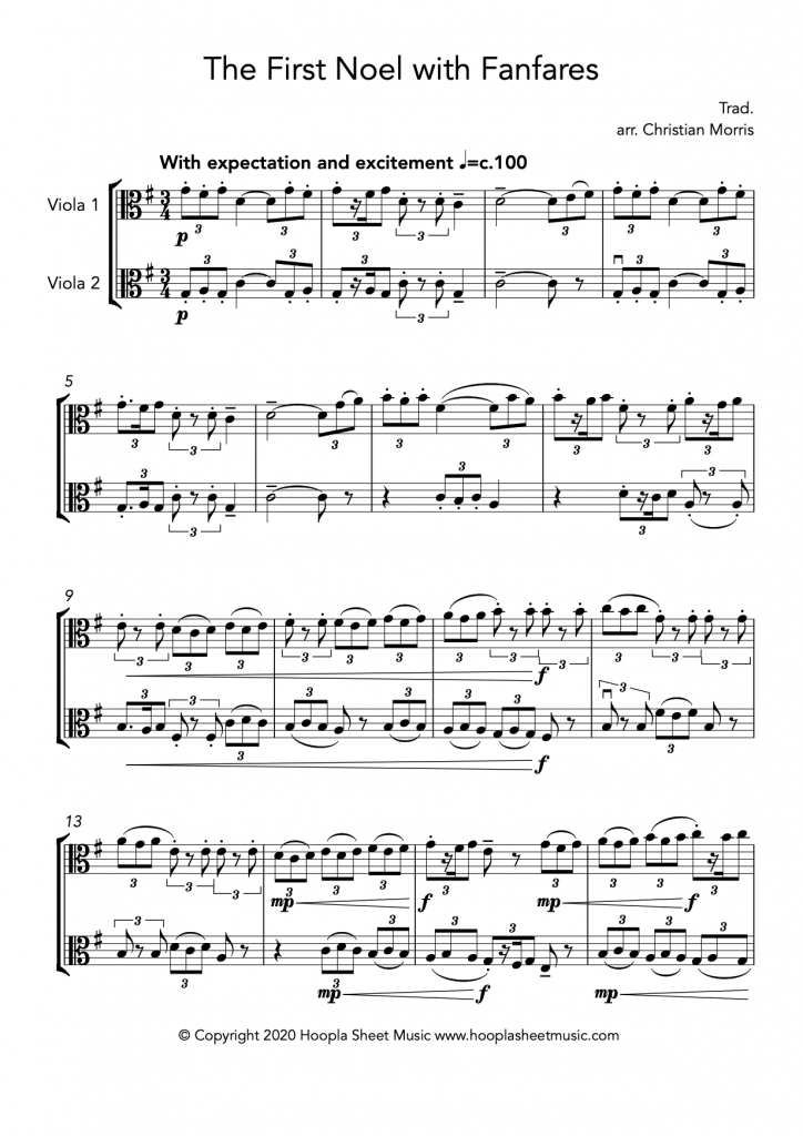 The First Noel with Fanfares (Viola Duet)