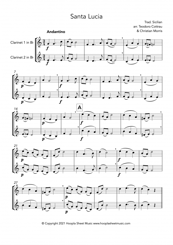 Santa Lucia (Clarinet Duet)