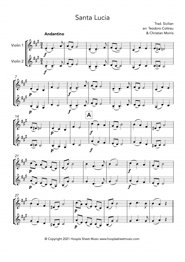 Santa Lucia (Violin Duet)