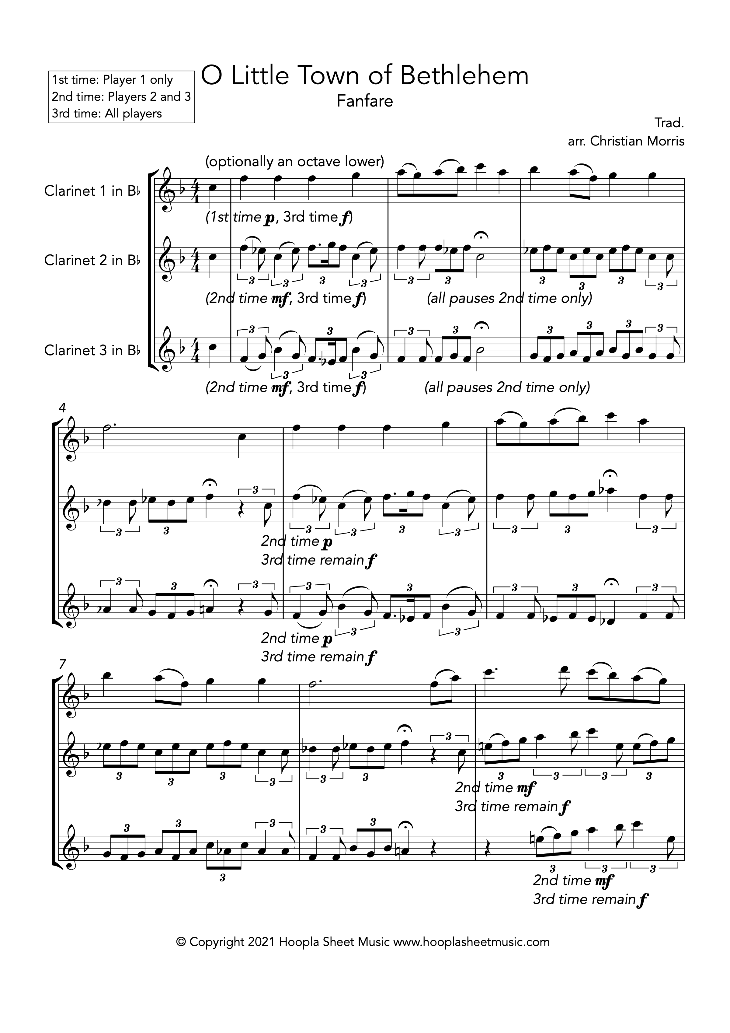 O Little Town of Bethlehem Fanfare (Clarinet Trio)