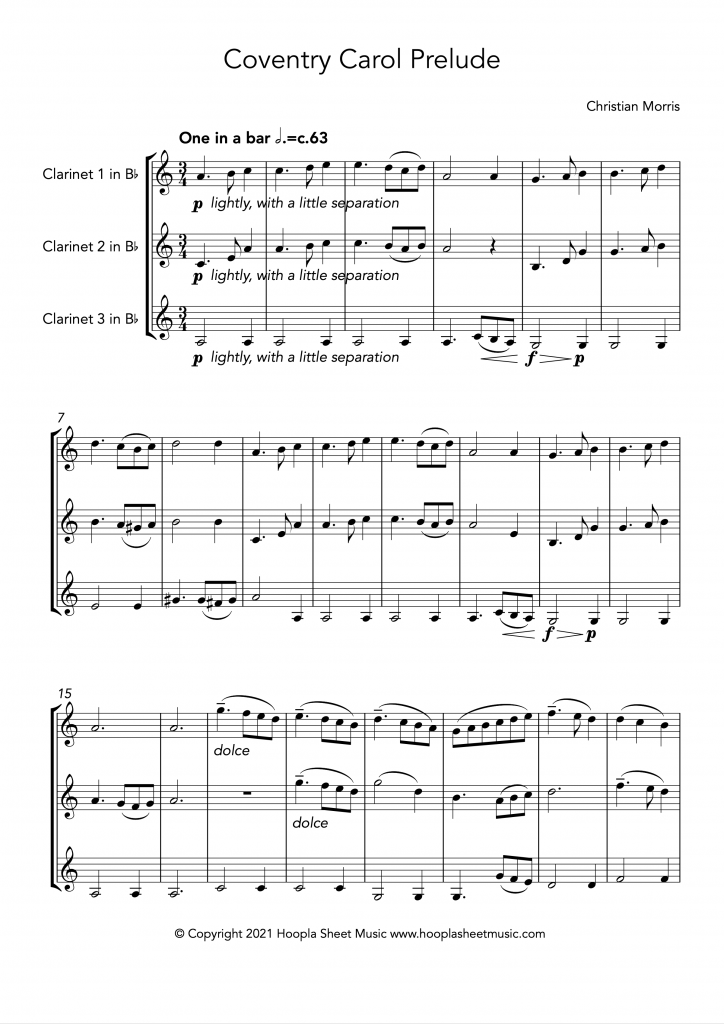 Coventry Carol Prelude (Clarinet Trio)