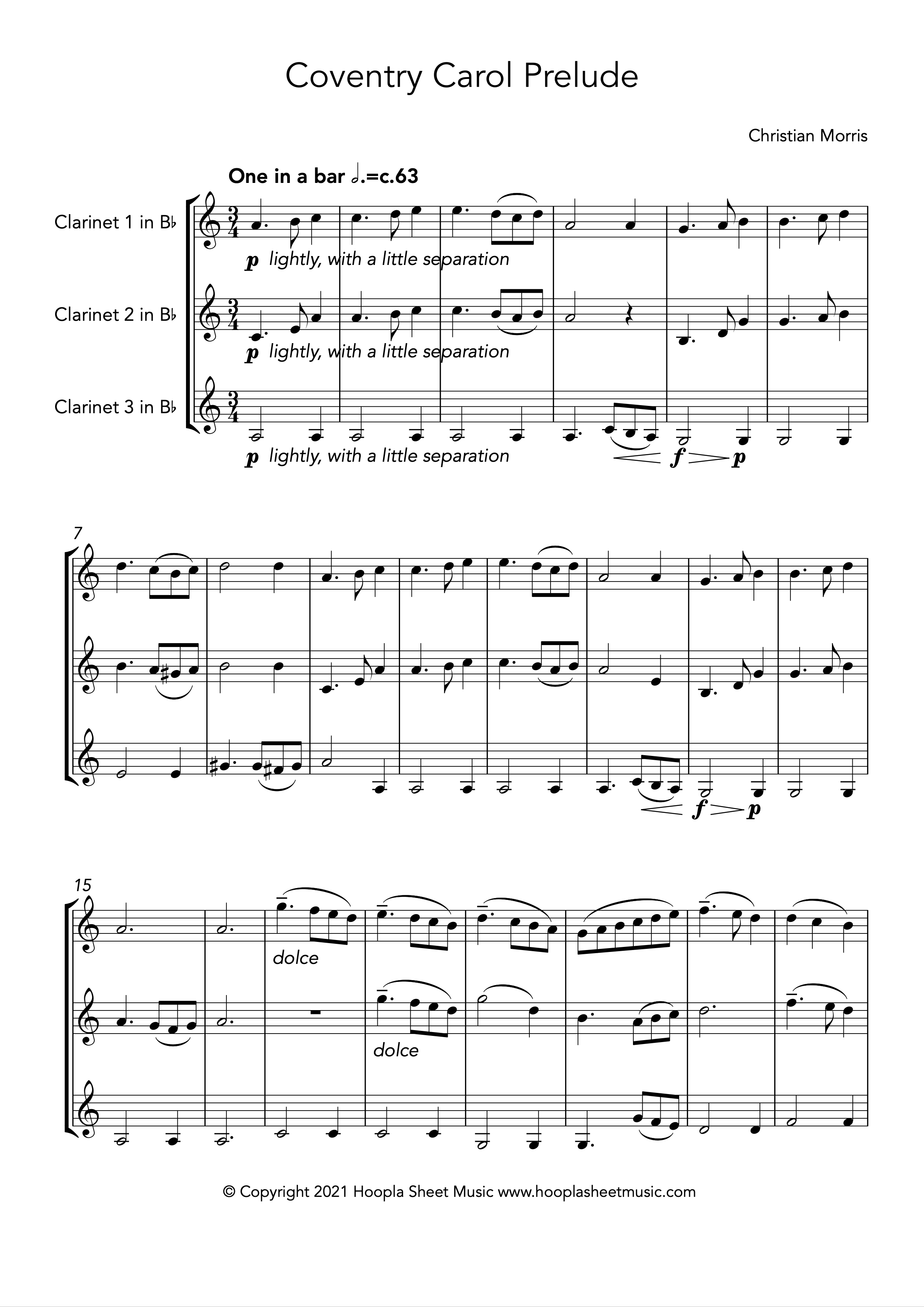 Coventry Carol Prelude (Clarinet Trio)