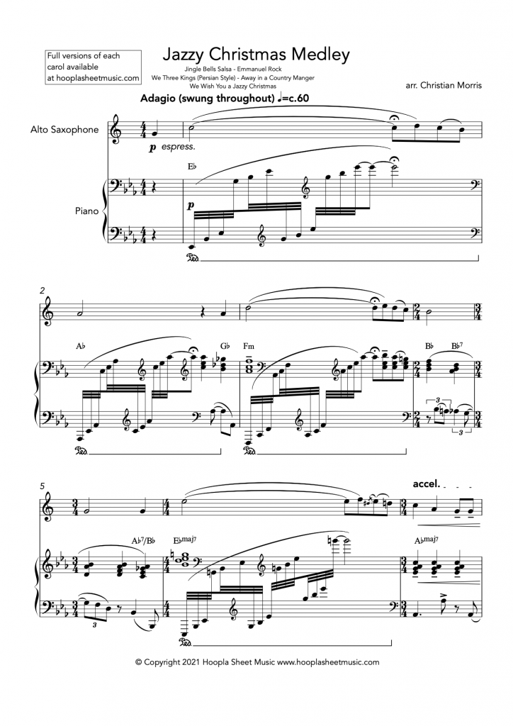 Jazzy Christmas Medley (Alto Saxophone and Piano)