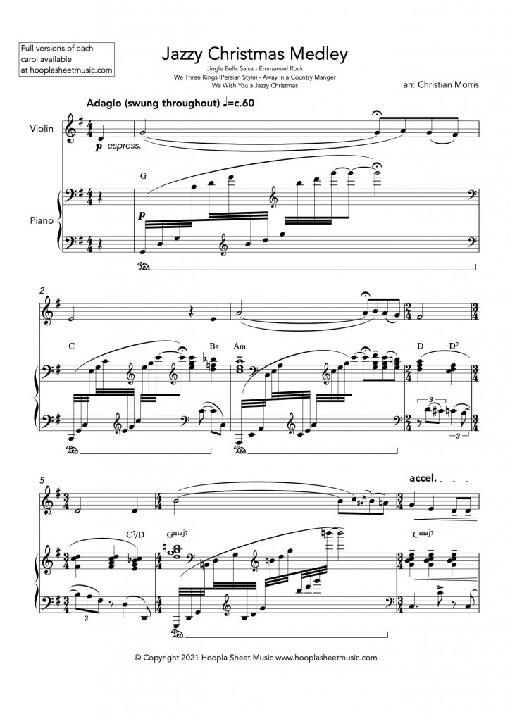 Jazzy Christmas Medley (Violin and Piano)