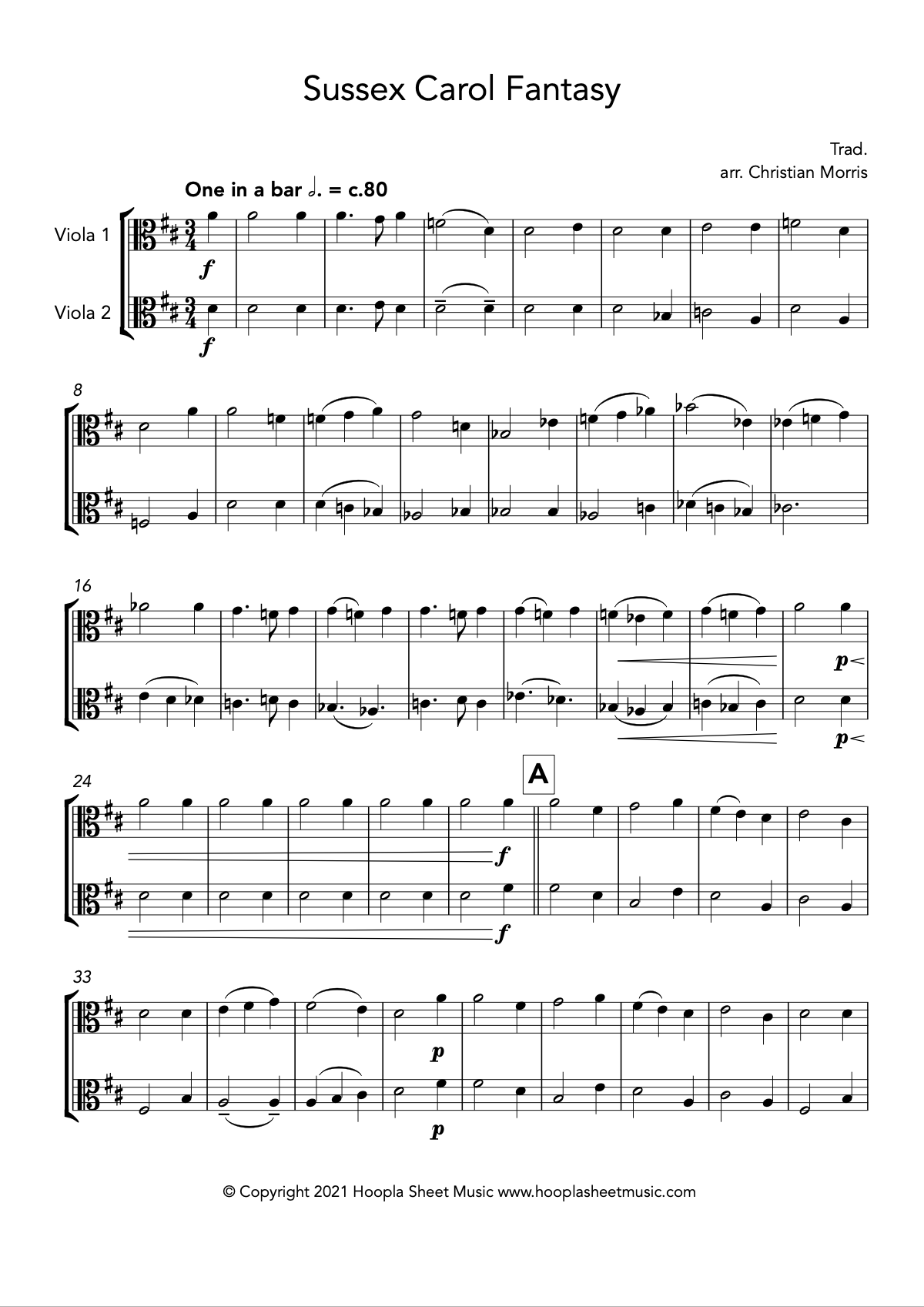 Sussex Carol Fantasy (Viola Duet)