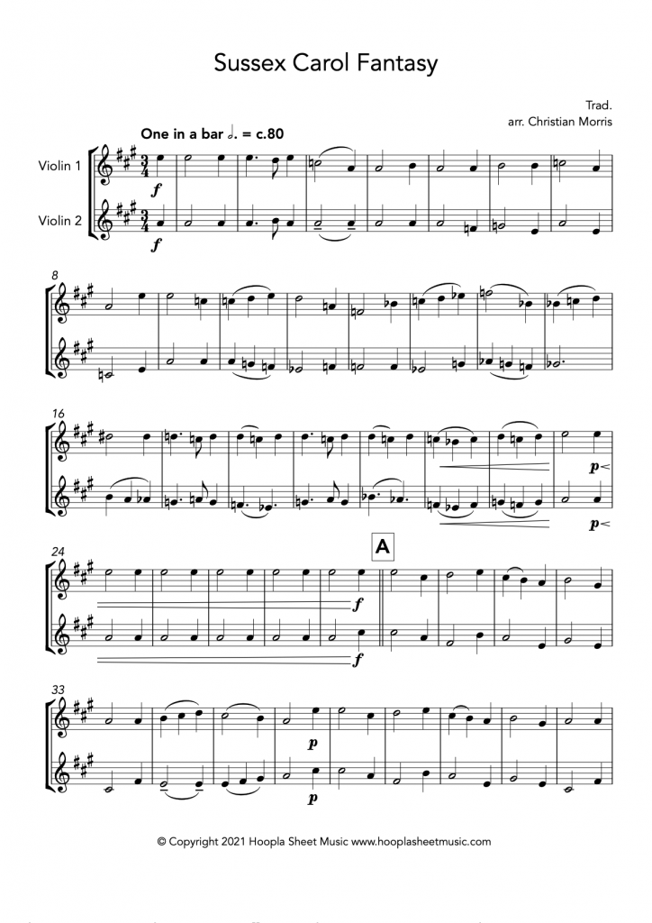 Sussex Carol Fantasy (Violin Duet)