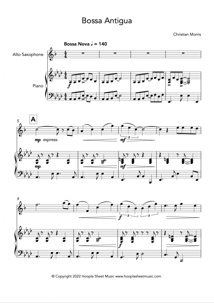 Bossa Antigua (Alto Saxophone and Piano)