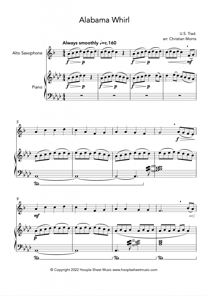 Alabama Whirl (Oh Susanna!) (Alto Saxophone and Piano)