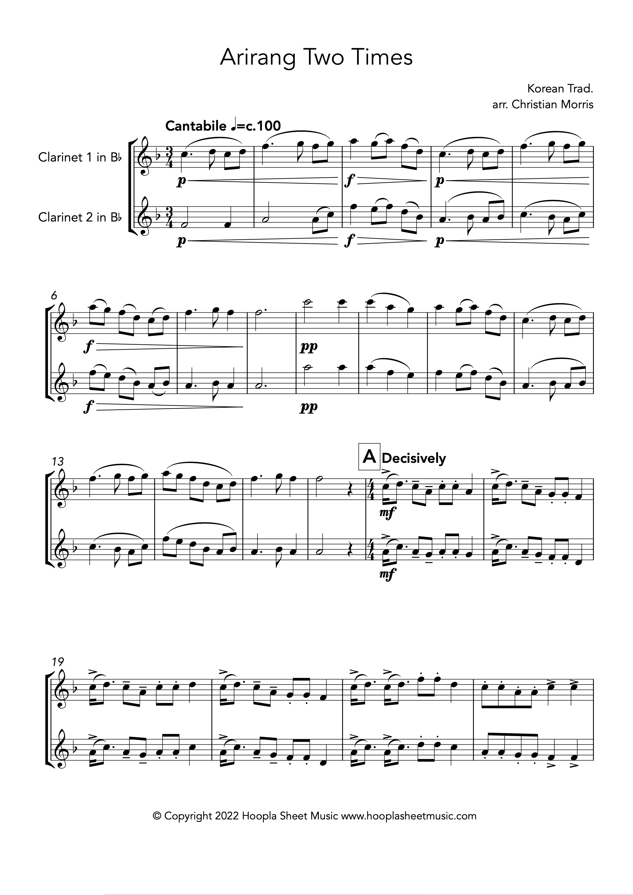 Arirang Two Times (Clarinet Duet)