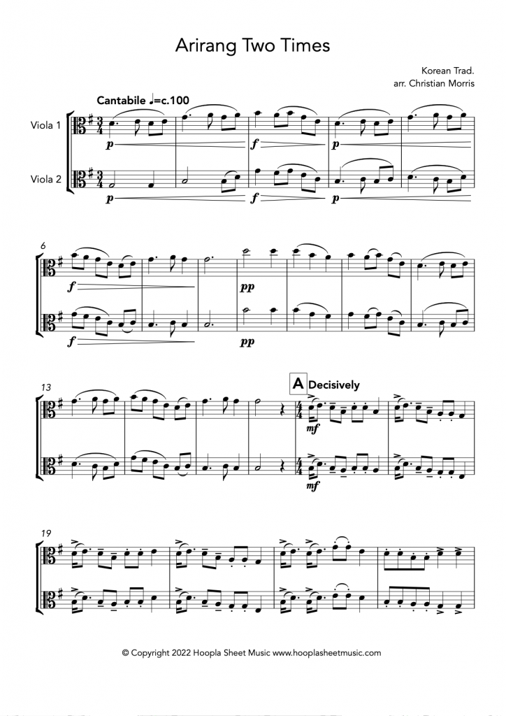 Arirang Two Times (Viola Duet)