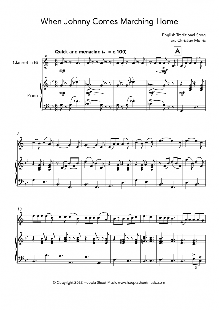 When Johnny Comes Marching Home (Clarinet and Piano)