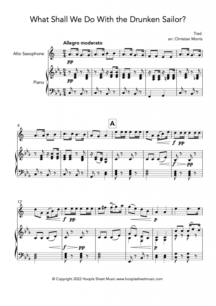 What Shall We Do With the Drunken Sailor (Alto Saxophone and Piano)