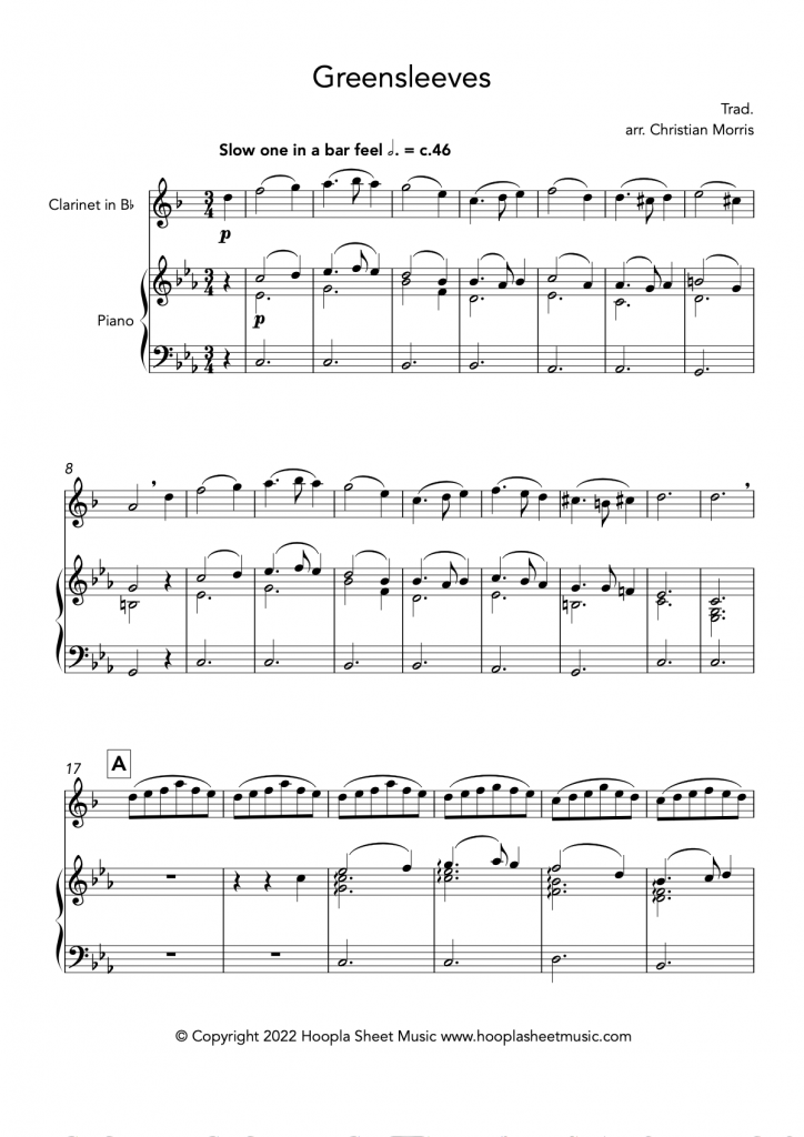 Greensleeves, fantasy (Clarinet and Piano)