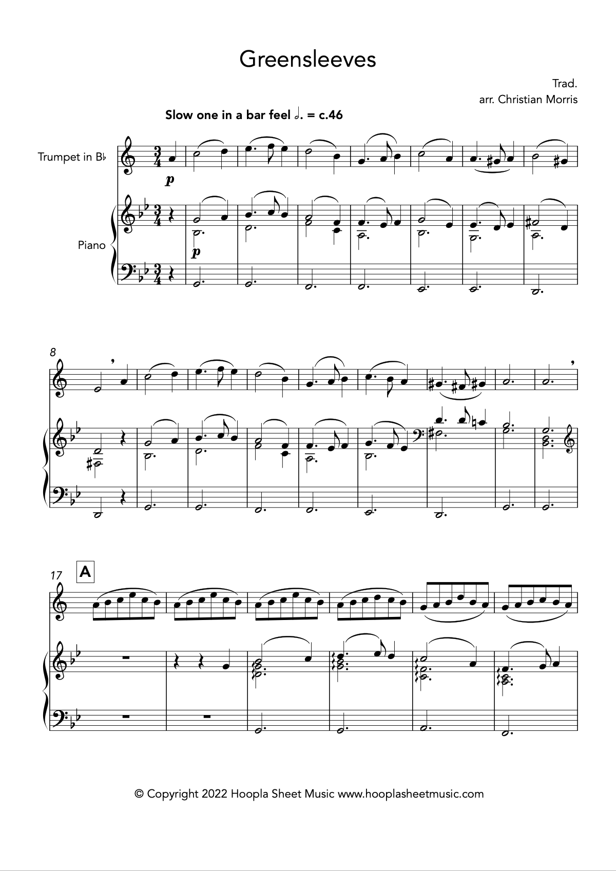 Greensleeves, fantasy (Trumpet and Piano)