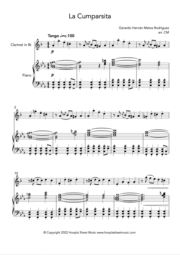 La Cumparsita (Clarinet and Piano)