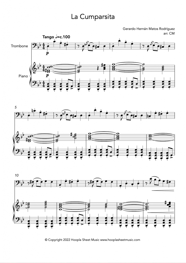 La Cumparsita (Trombone and Piano)