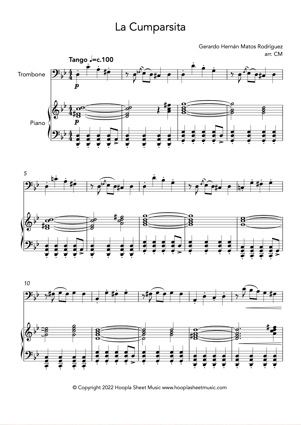 La Cumparsita (Trombone and Piano)