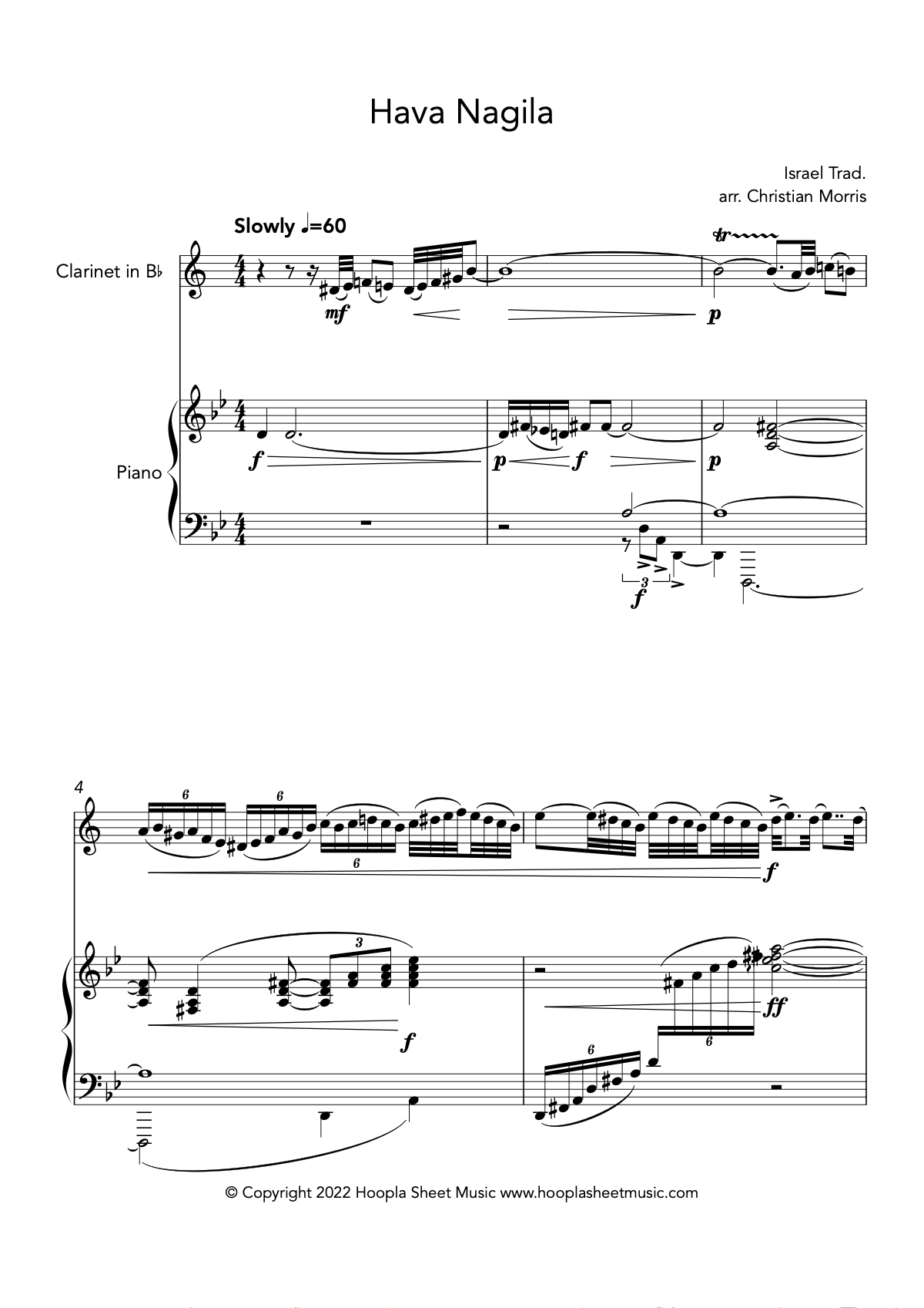Hava Nagila (Clarinet and Piano)