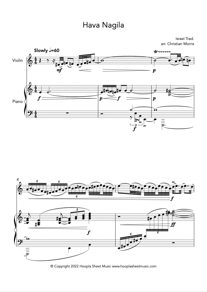 Hava Nagila (Violin and Piano)