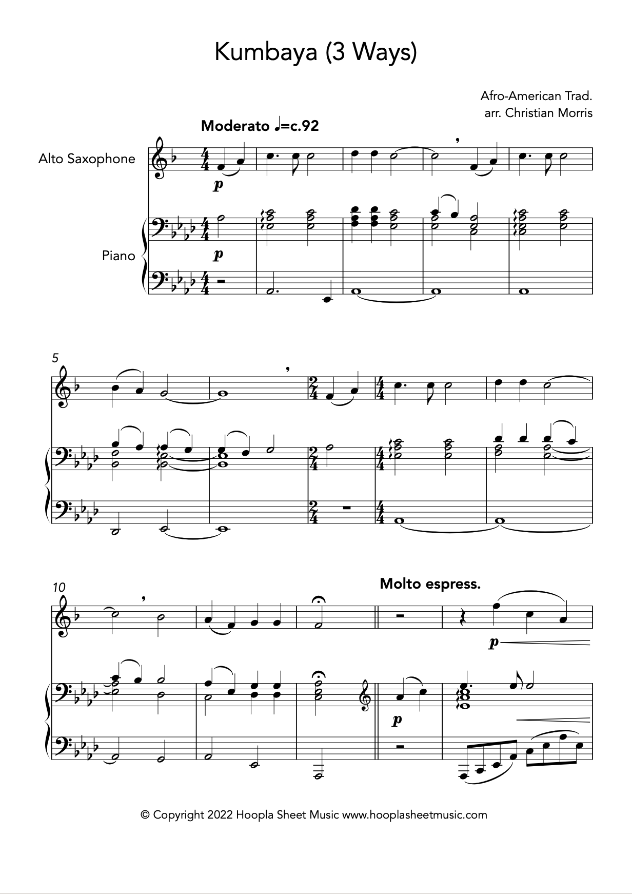 Kumbaya (Alto Saxophone and Piano)
