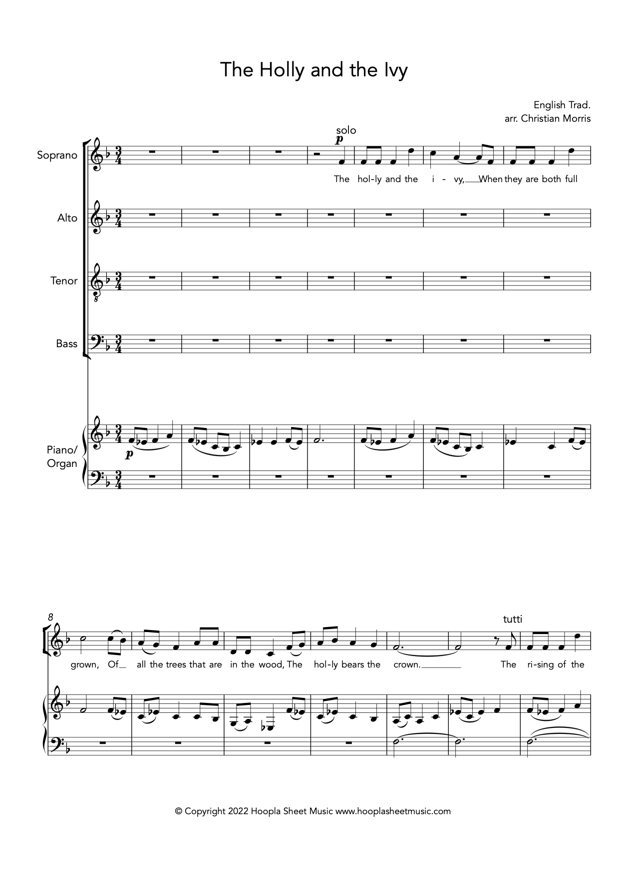 The Holly and the Ivy (SATB Choir and Piano/Organ)