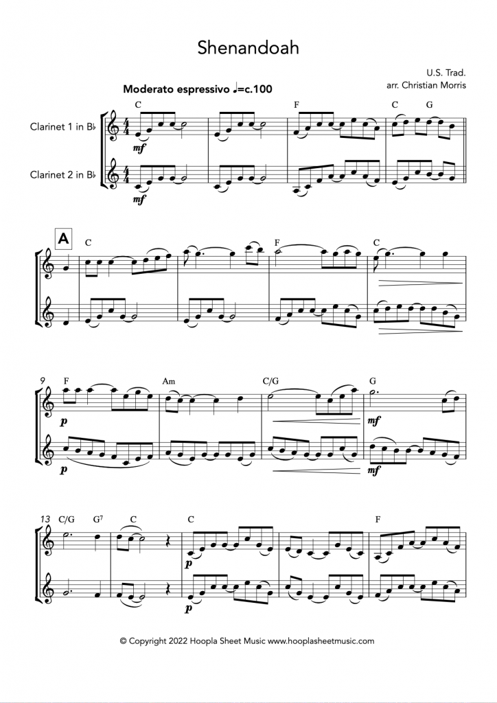 Shenandoah (Clarinet Duet)