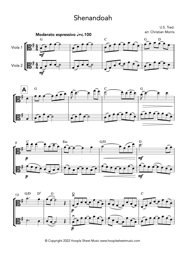 Shenandoah (Viola Duet)