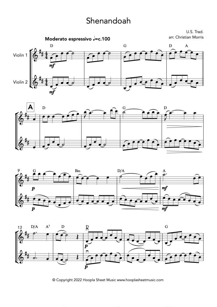 Shenandoah (Violin Duet)