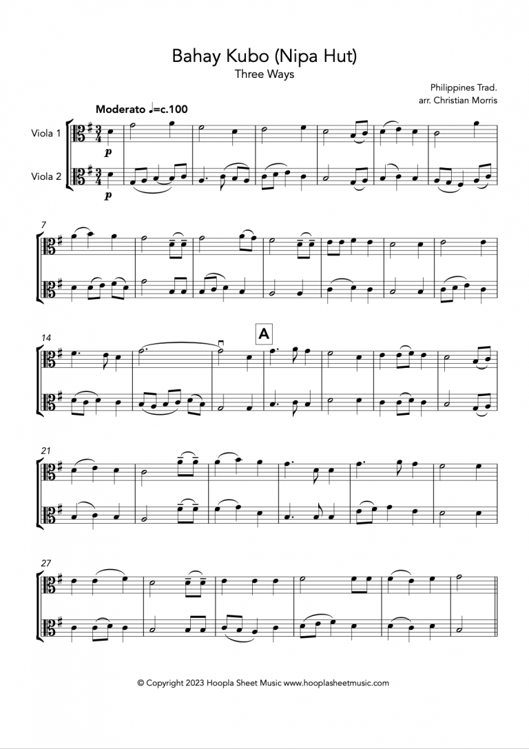 Bahay Kubo (Nipa Hut) (Viola Duet)