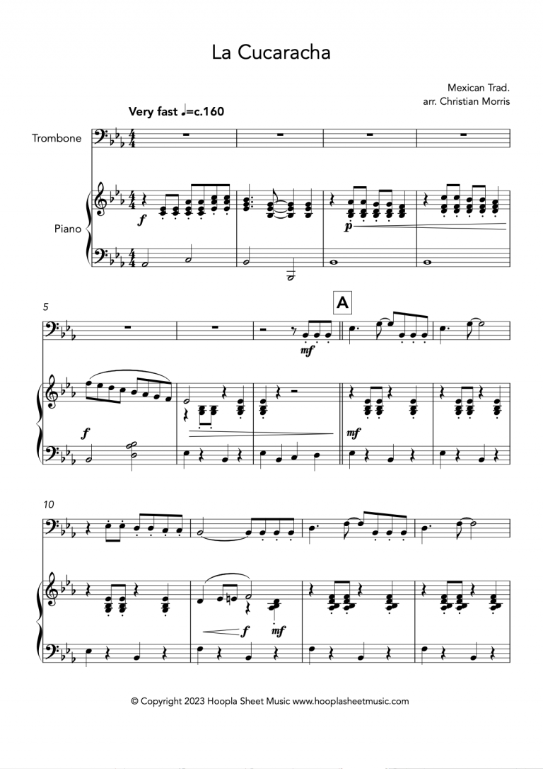 La Cucaracha (Trombone and Piano)