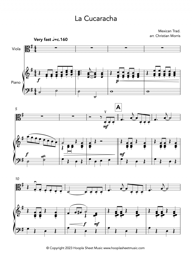 La Cucaracha (Viola and Piano)