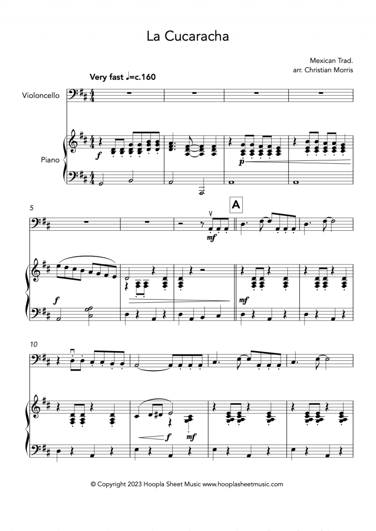 La Cucaracha (Cello and Piano)