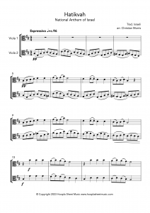 Hatikvah (Israel National Anthem) (Viola Duet)