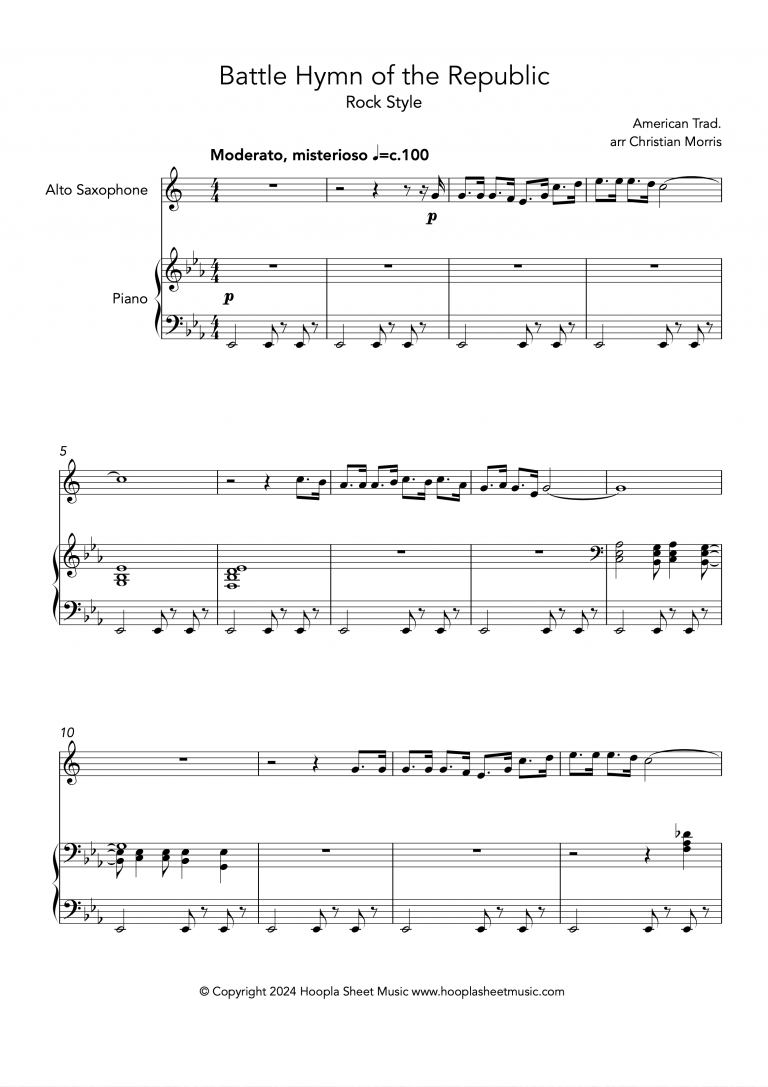 Battle Hymn of the Republic (Rock Style) (Alto Saxophone and Piano)