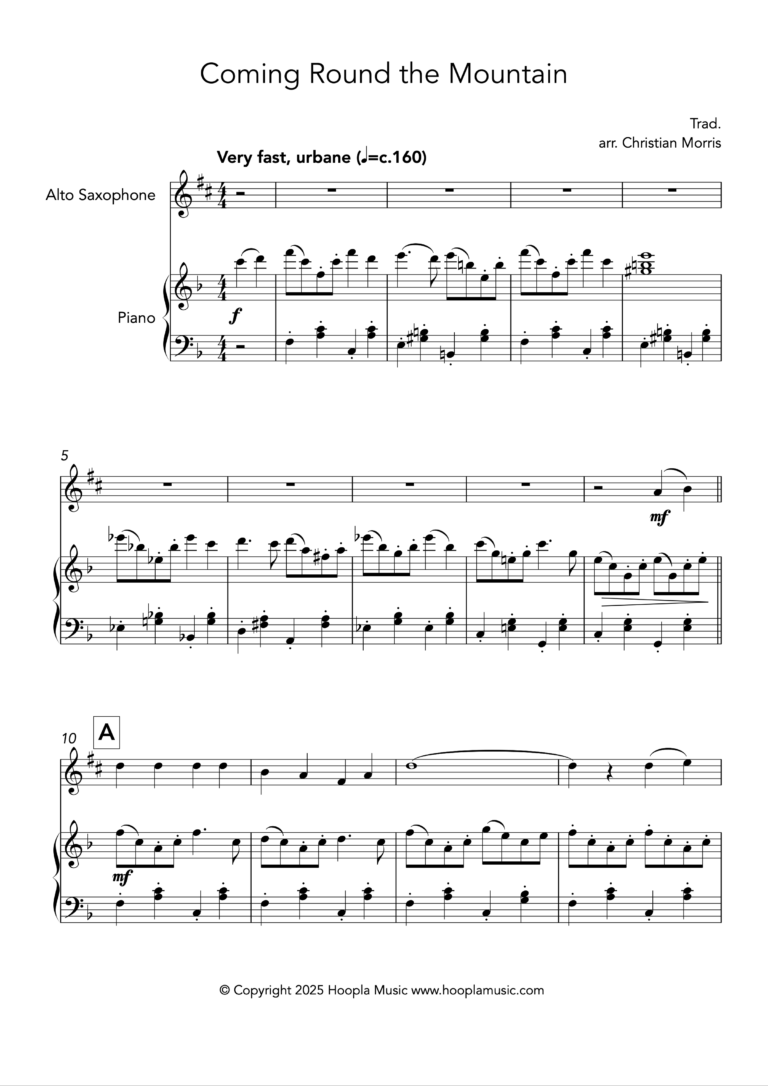 She’ll be Coming Round the Mountain When She Comes (Alto Saxophone)
