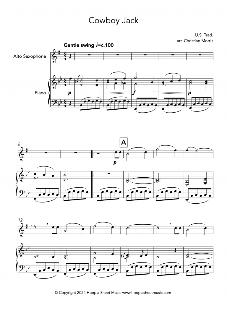 Cowboy Jack (Alto Saxophone and Piano)