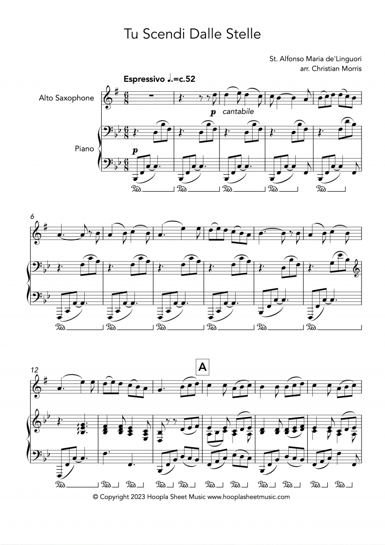 Tu Scendi Dalle Stelle (Alto Saxophone and Piano)