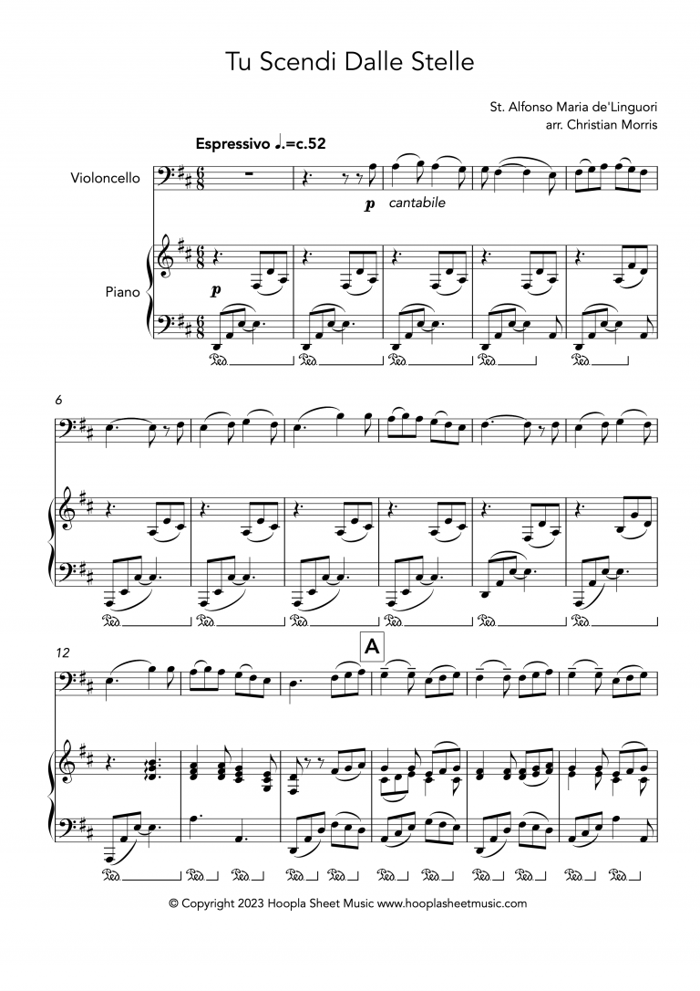 Tu Scendi Dalle Stelle (Cello and Piano)