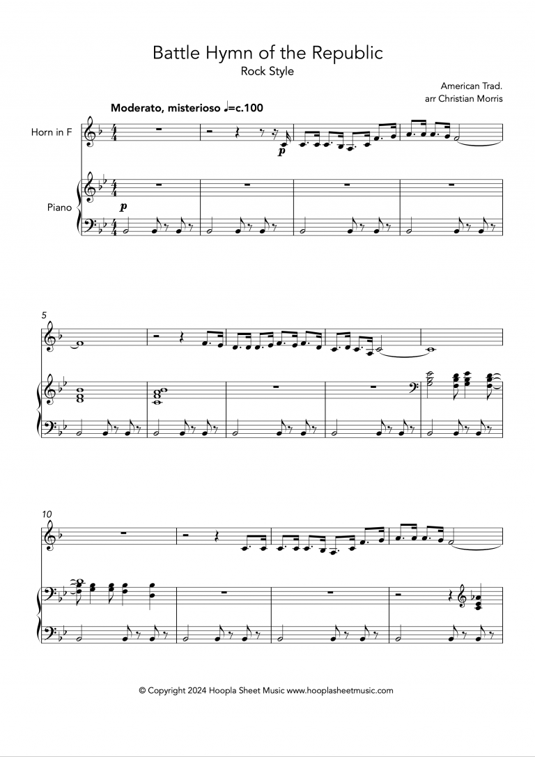 Battle Hymn of the Republic (Rock Style) (French Horn and Piano)