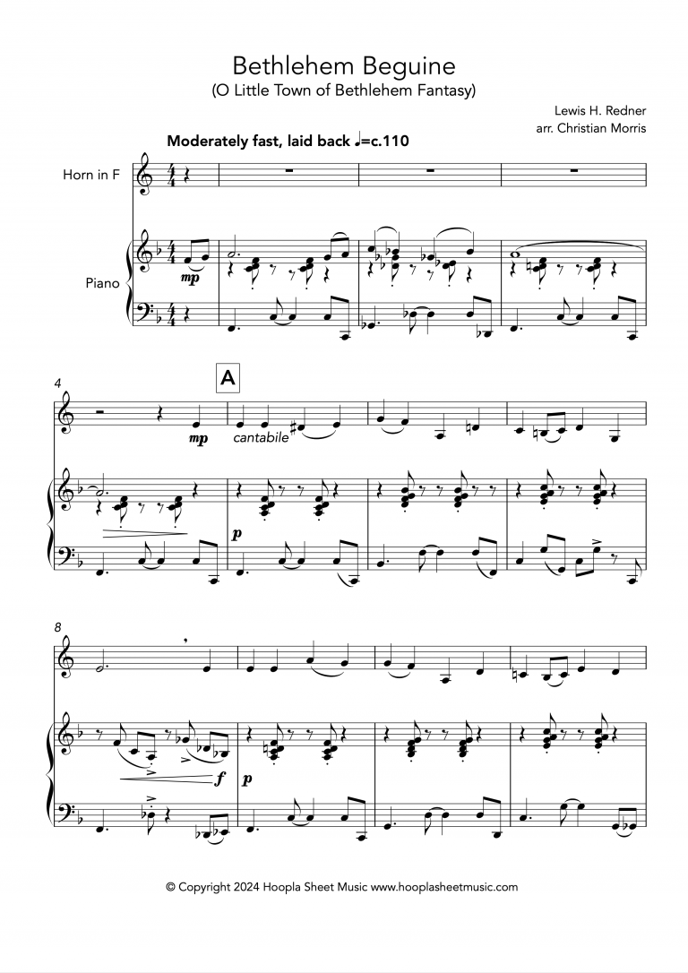 Bethlehem Beguine (O Little Town of Bethlehem Fantasy) (French Horn and Piano)
