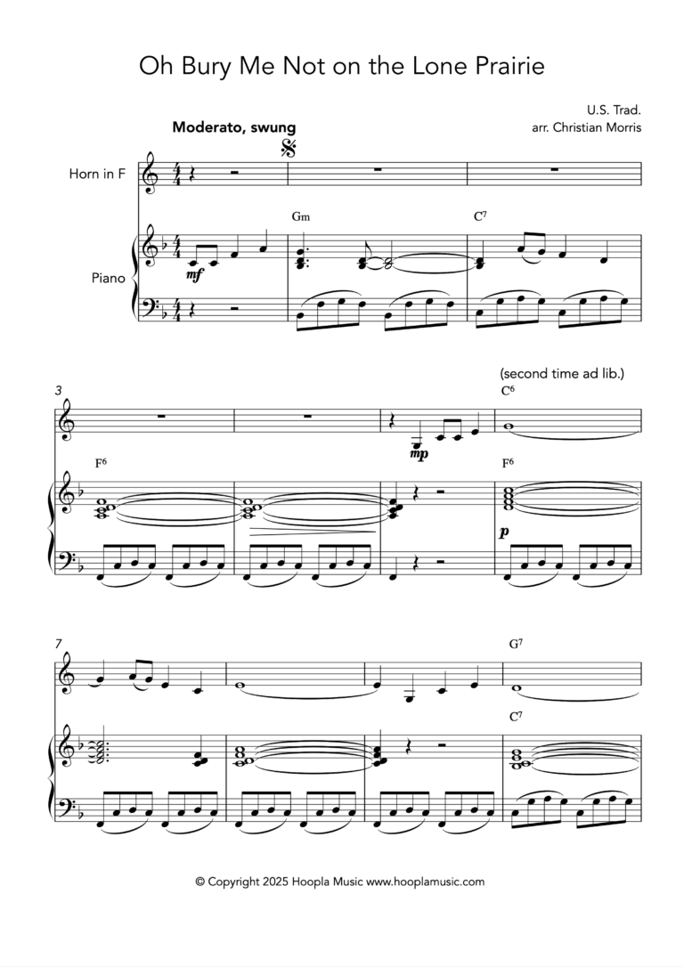 Oh Bury Me Not on the Lone Prairie (French Horn)