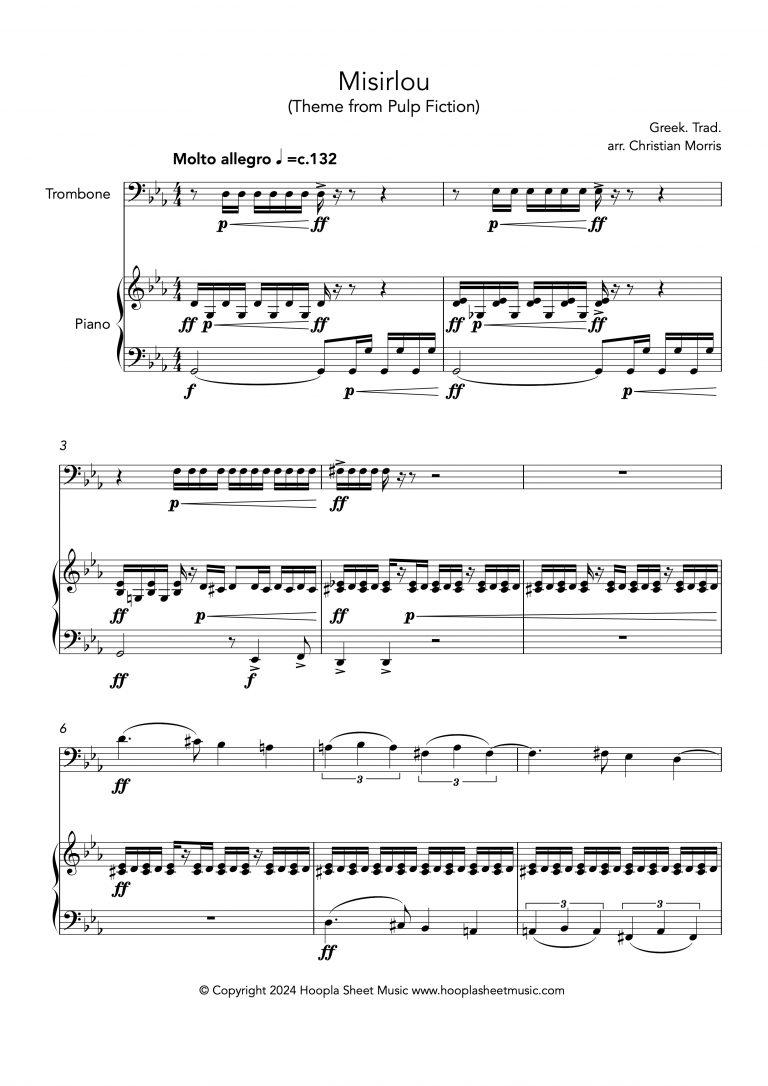 Misirlou (Pulp Fiction Main Theme) (Trombone and Piano)