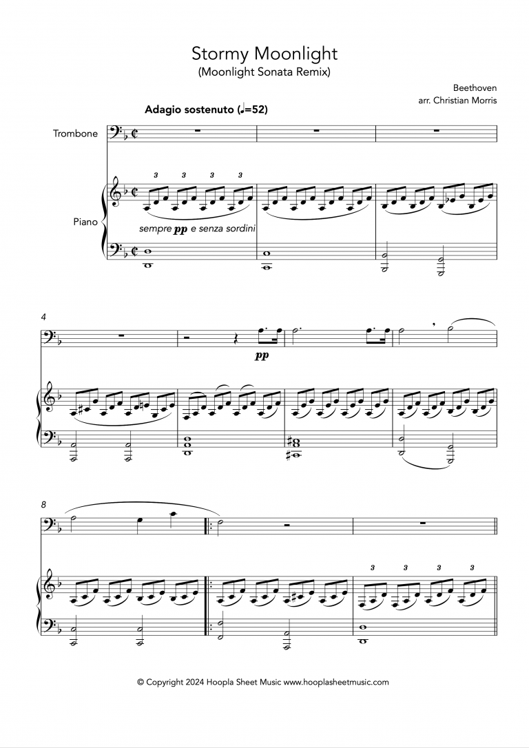 Stormy Moonlight (Moonlight Sonata Remix) (Trombone and Piano)