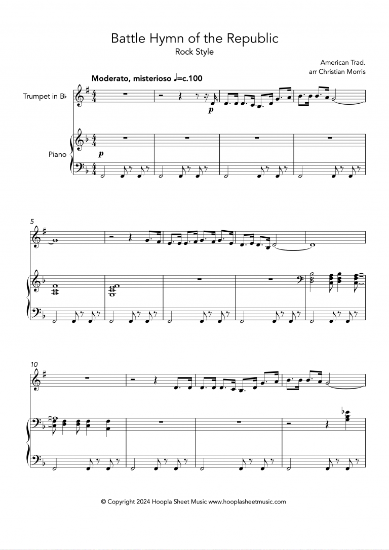 Battle Hymn of the Republic (Rock Style) (Trumpet and Piano)