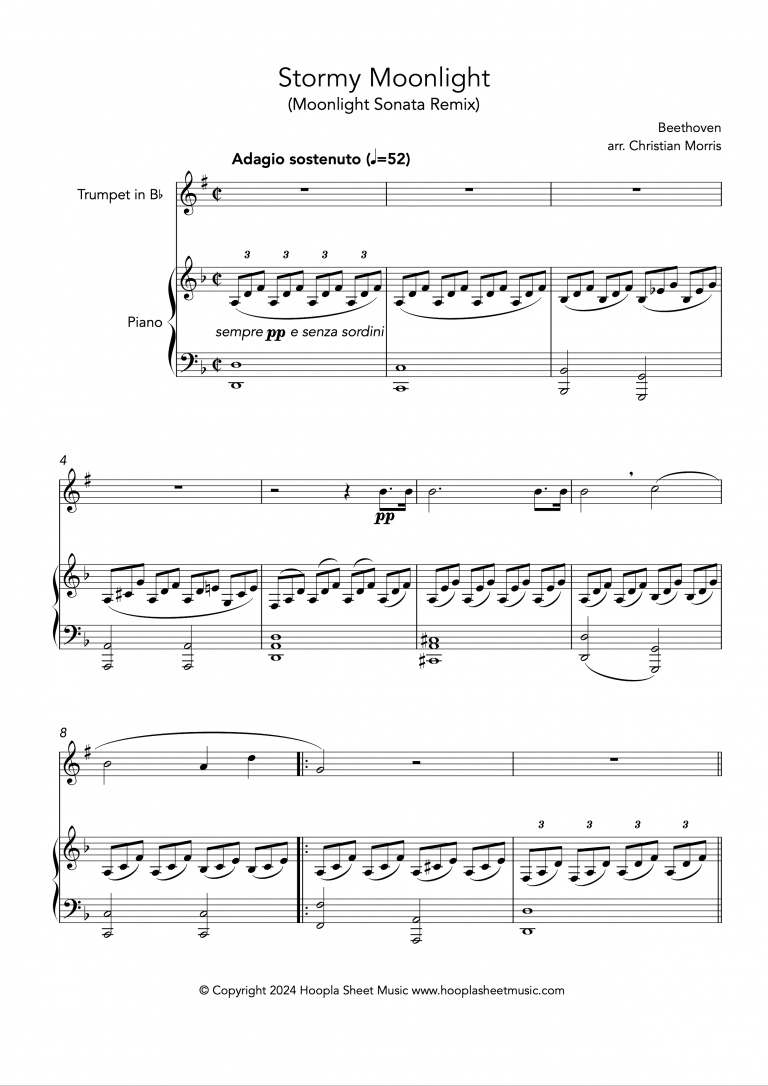 Stormy Moonlight (Moonlight Sonata Remix) (Trumpet and Piano)