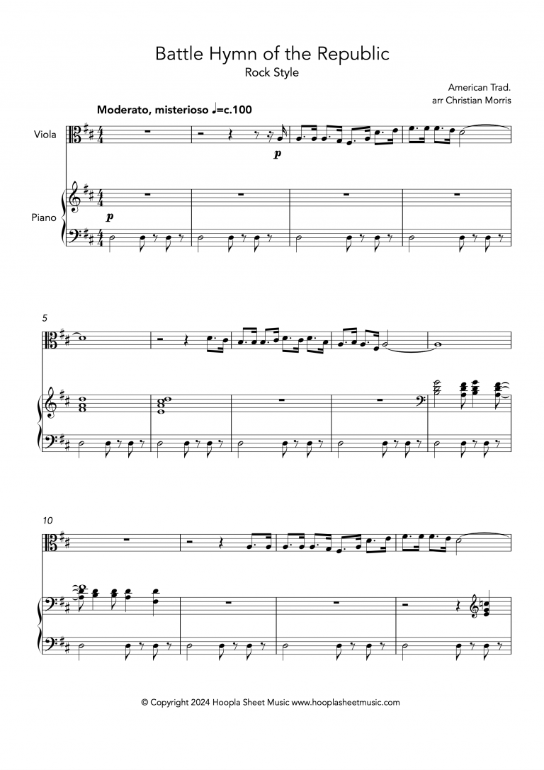Battle Hymn of the Republic (Rock Style) (Viola and Piano)