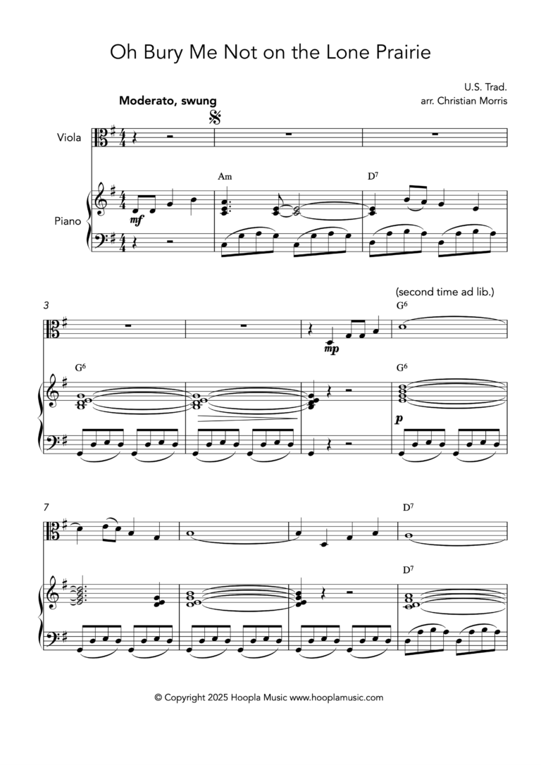 Oh Bury Me Not on the Lone Prairie (Viola)