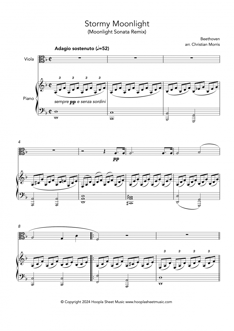 Stormy Moonlight (Moonlight Sonata Remix) (Viola and Piano)