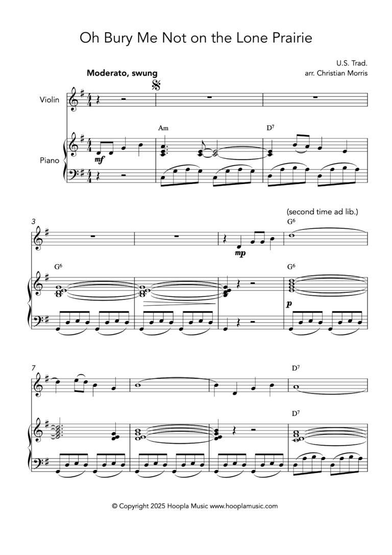 Oh Bury Me Not on the Lone Prairie (Violin)